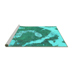 Sideview of Machine Washable Abstract Turquoise Modern Area Rugs, wshabs1037turq