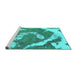 Sideview of Machine Washable Abstract Turquoise Modern Area Rugs, wshabs1037turq