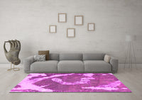 Machine Washable Abstract Pink Modern Rug, wshabs1037pnk