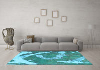 Machine Washable Abstract Light Blue Modern Rug, wshabs1037lblu