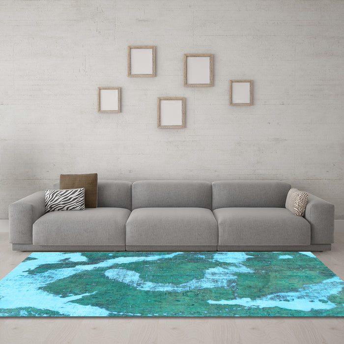 Machine Washable Abstract Light Blue Modern Rug in a Living Room, wshabs1037lblu