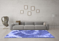 Machine Washable Abstract Blue Modern Rug, wshabs1037blu