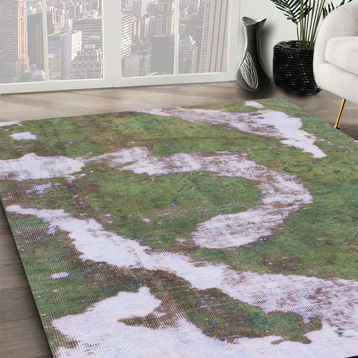 Machine Washable Abstract Dark Moccasin Green Rug in a Family Room, wshabs1037