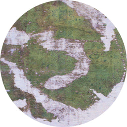 Square Abstract Dark Green Modern Rug, abs1037