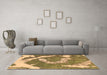 Machine Washable Abstract Brown Modern Rug in a Living Room,, wshabs1037brn