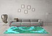 Machine Washable Abstract Turquoise Modern Area Rugs in a Living Room,, wshabs1037turq