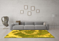 Machine Washable Abstract Yellow Modern Rug, wshabs1037yw