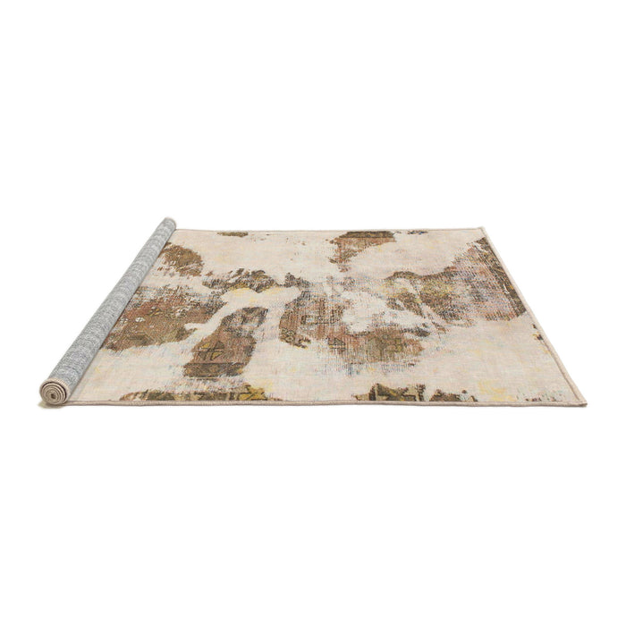 Sideview of Machine Washable Abstract Light Copper Gold Rug, wshabs1038