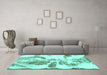 Machine Washable Abstract Turquoise Modern Area Rugs in a Living Room,, wshabs1038turq