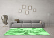 Machine Washable Abstract Emerald Green Modern Area Rugs in a Living Room,, wshabs1038emgrn