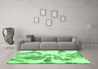 Machine Washable Abstract Emerald Green Modern Rug, wshabs1038emgrn