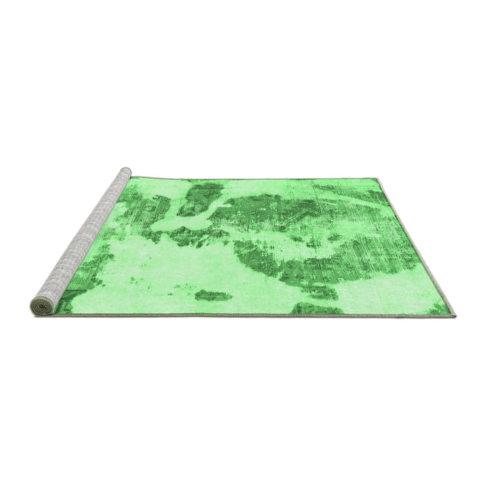 Sideview of Machine Washable Abstract Emerald Green Modern Area Rugs, wshabs1038emgrn