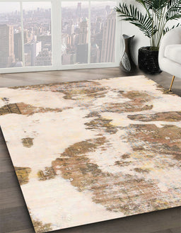 Abstract Light Copper Gold Modern Rug in Family Room, abs1038