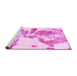 Sideview of Machine Washable Abstract Pink Modern Rug, wshabs1038pnk