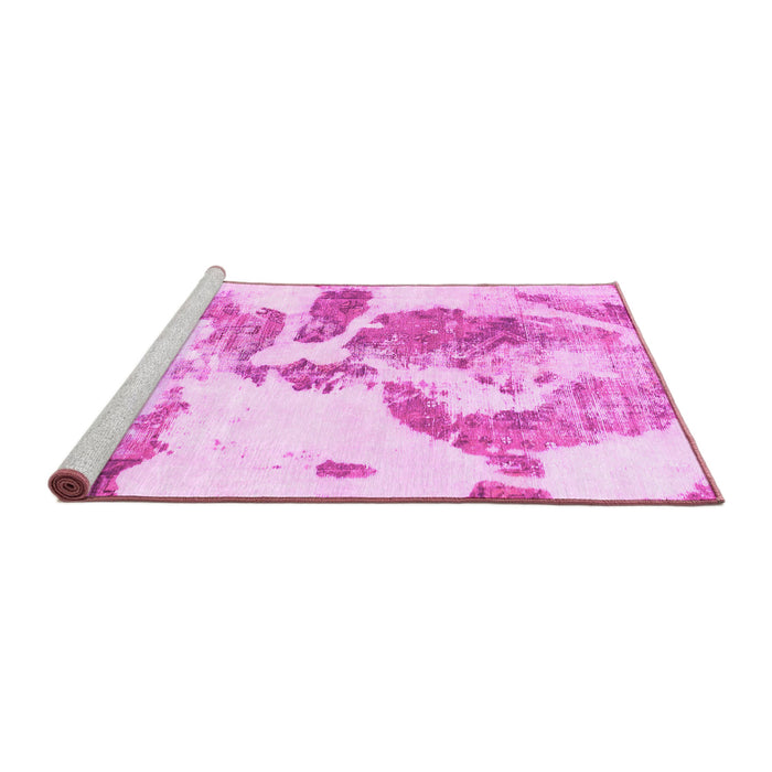 Sideview of Machine Washable Abstract Pink Modern Rug, wshabs1038pnk