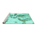 Sideview of Machine Washable Abstract Turquoise Modern Area Rugs, wshabs1038turq