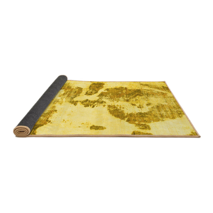 Sideview of Abstract Yellow Modern Rug, abs1038yw