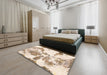Machine Washable Abstract Light Copper Gold Rug in a Bedroom, wshabs1038