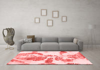 Machine Washable Abstract Red Modern Rug, wshabs1038red