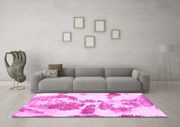 Machine Washable Abstract Pink Modern Rug, wshabs1038pnk