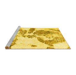 Sideview of Machine Washable Abstract Yellow Modern Rug, wshabs1038yw