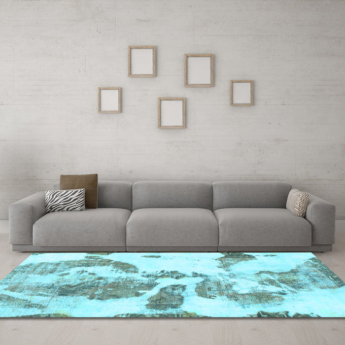 Machine Washable Abstract Light Blue Modern Rug in a Living Room, wshabs1038lblu