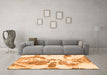 Machine Washable Abstract Orange Modern Area Rugs in a Living Room, wshabs1038org