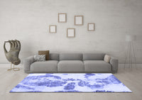 Machine Washable Abstract Blue Modern Rug, wshabs1038blu