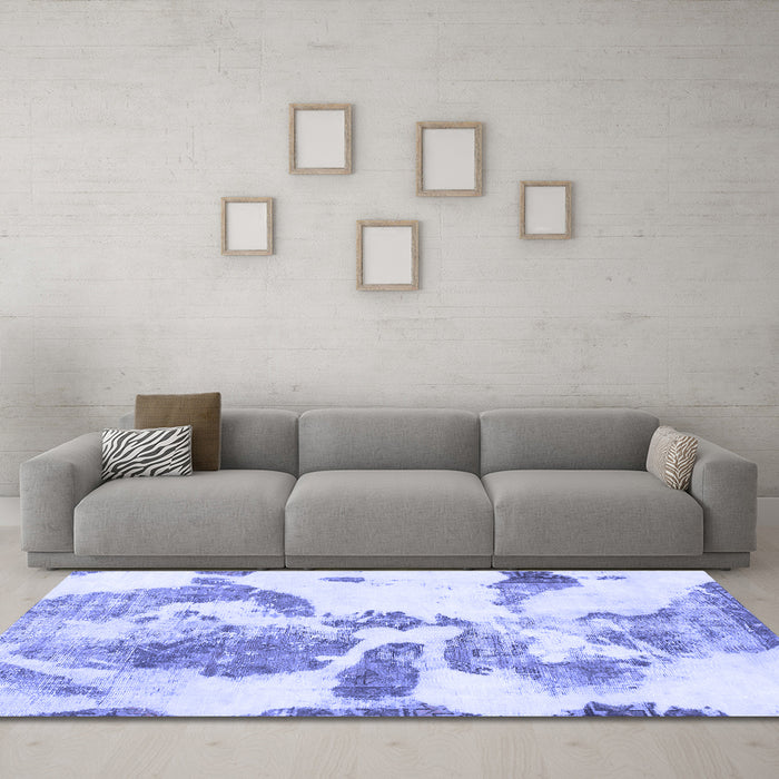Machine Washable Abstract Blue Modern Rug in a Living Room, wshabs1038blu
