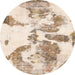 Round Machine Washable Abstract Light Copper Gold Rug, wshabs1038