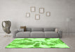 Machine Washable Abstract Green Modern Area Rugs in a Living Room,, wshabs1038grn