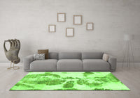 Machine Washable Abstract Green Modern Rug, wshabs1038grn