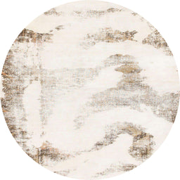 Round Machine Washable Abstract Tan Brown Rug, wshabs1039