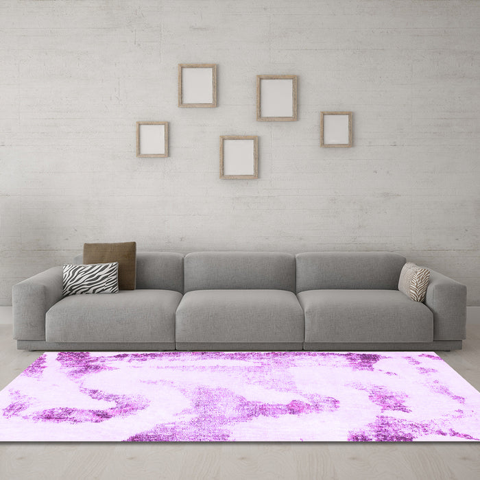 Machine Washable Abstract Purple Modern Area Rugs in a Living Room, wshabs1039pur