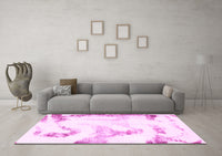 Machine Washable Abstract Pink Modern Rug, wshabs1039pnk