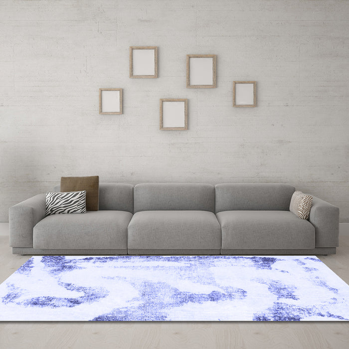 Machine Washable Abstract Blue Modern Rug in a Living Room, wshabs1039blu