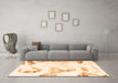 Machine Washable Abstract Orange Modern Area Rugs in a Living Room, wshabs1039org