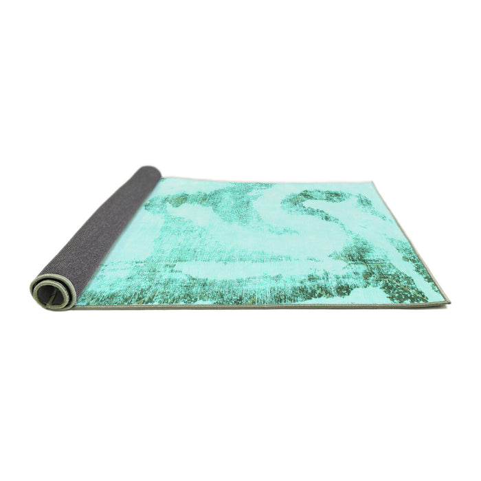 Sideview of Abstract Turquoise Modern Rug, abs1039turq