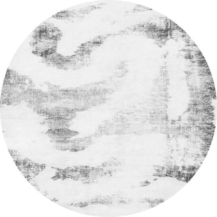 Round Machine Washable Abstract Gray Modern Rug, wshabs1039gry