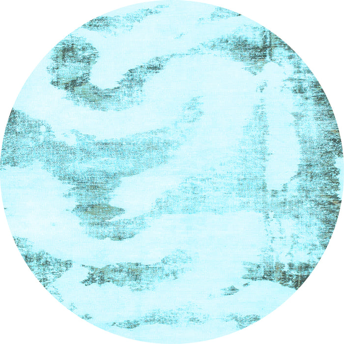 Round Machine Washable Abstract Light Blue Modern Rug, wshabs1039lblu