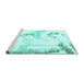 Sideview of Machine Washable Abstract Turquoise Modern Area Rugs, wshabs1039turq