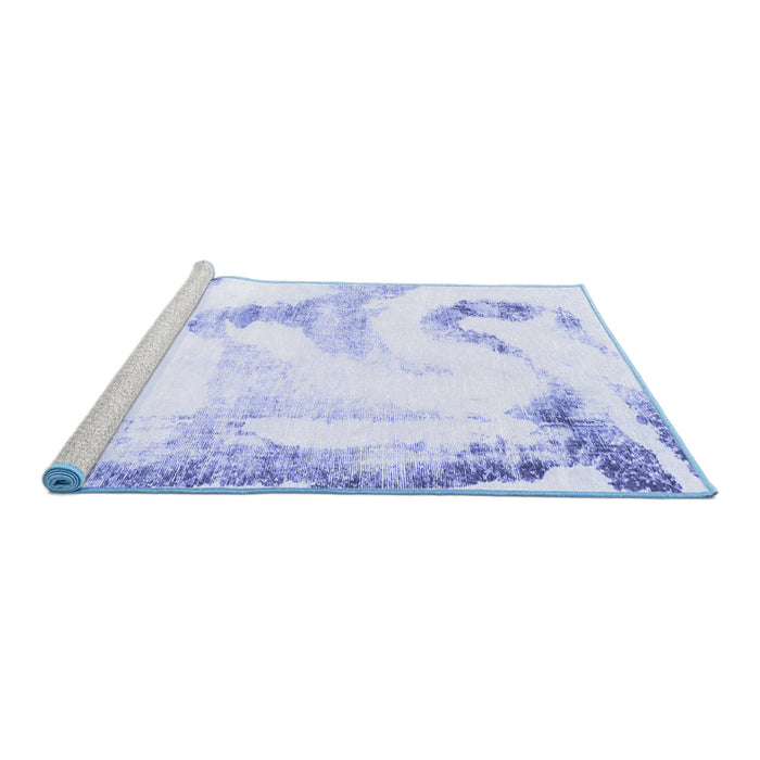 Sideview of Machine Washable Abstract Blue Modern Rug, wshabs1039blu