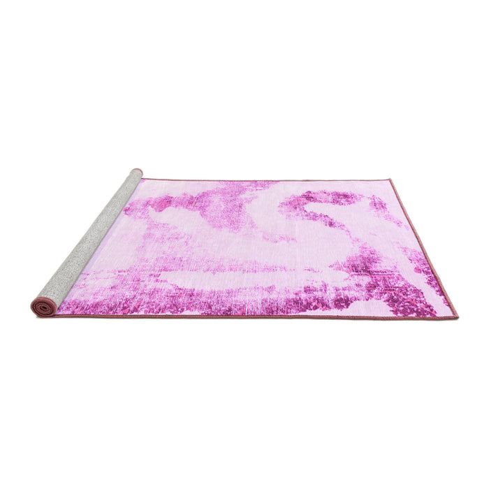 Sideview of Machine Washable Abstract Pink Modern Rug, wshabs1039pnk