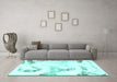 Machine Washable Abstract Turquoise Modern Area Rugs in a Living Room,, wshabs1039turq