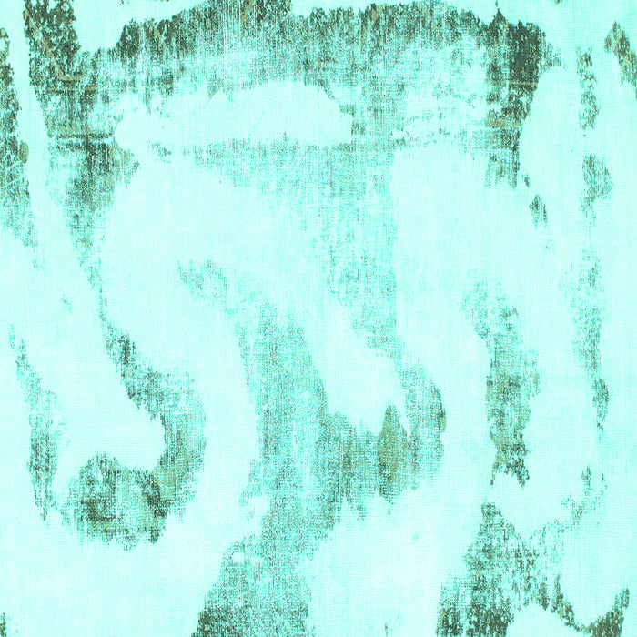 Square Machine Washable Abstract Turquoise Modern Area Rugs, wshabs1039turq