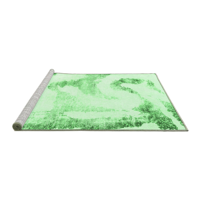 Sideview of Machine Washable Abstract Emerald Green Modern Area Rugs, wshabs1039emgrn