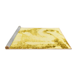 Sideview of Machine Washable Abstract Yellow Modern Rug, wshabs1039yw