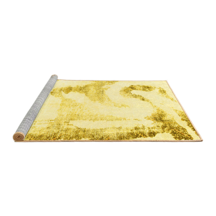 Sideview of Machine Washable Abstract Yellow Modern Rug, wshabs1039yw