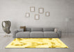 Machine Washable Abstract Yellow Modern Rug in a Living Room, wshabs1039yw