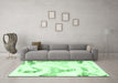 Machine Washable Abstract Emerald Green Modern Area Rugs in a Living Room,, wshabs1039emgrn